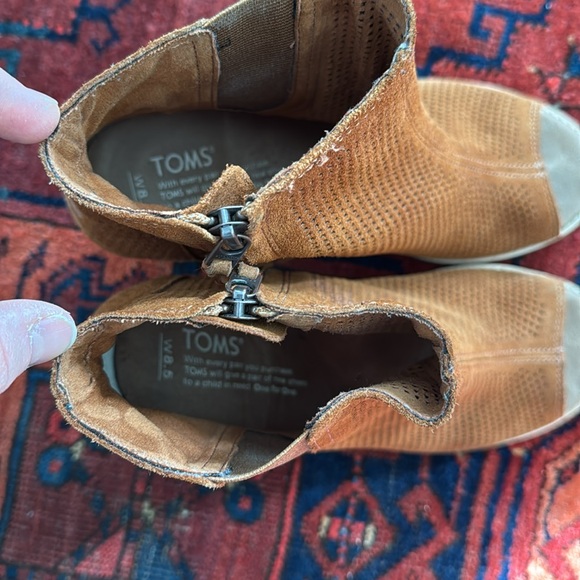 Toms Perforated Peep Toe Ankle Boots - Picture 2 of 3